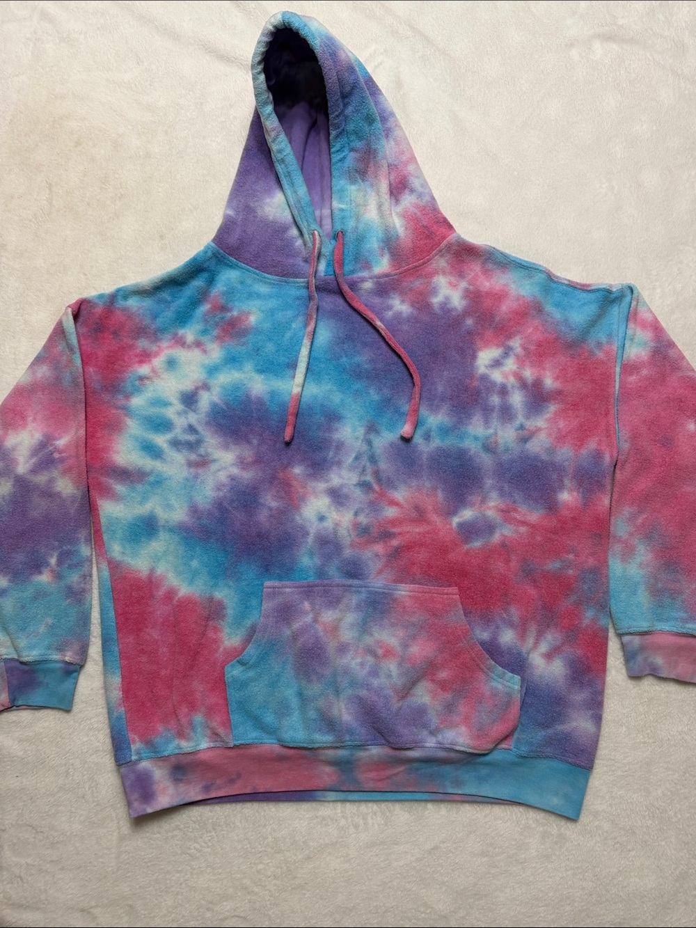 Soft Serve Clothing Tie-Dye Hooded Poncho Sweater - Blue, Pink, Purple